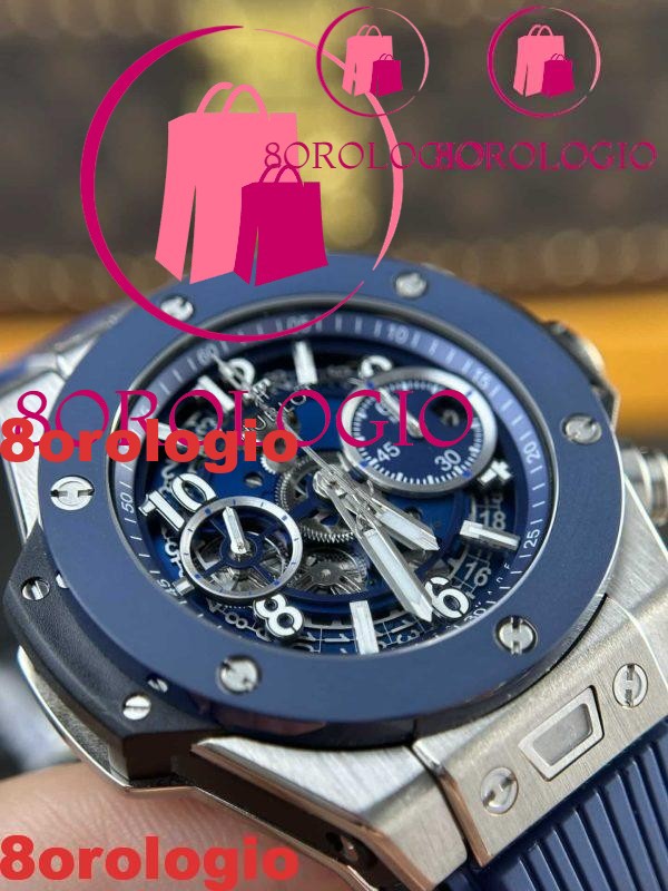 Hublot Big Bang Unico Titanium Blue Ceramic Replica Super Clone 42mm Orologio - immagine 7
