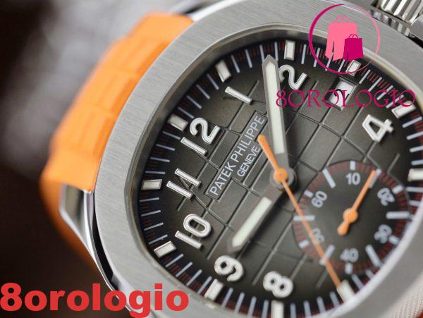 Patek Philippe Aquanaut Chronograph 5968A-001 Quadrante Nero Cinturino in Gomma Arancione Replica 42,2mm Orologio - immagine 6
