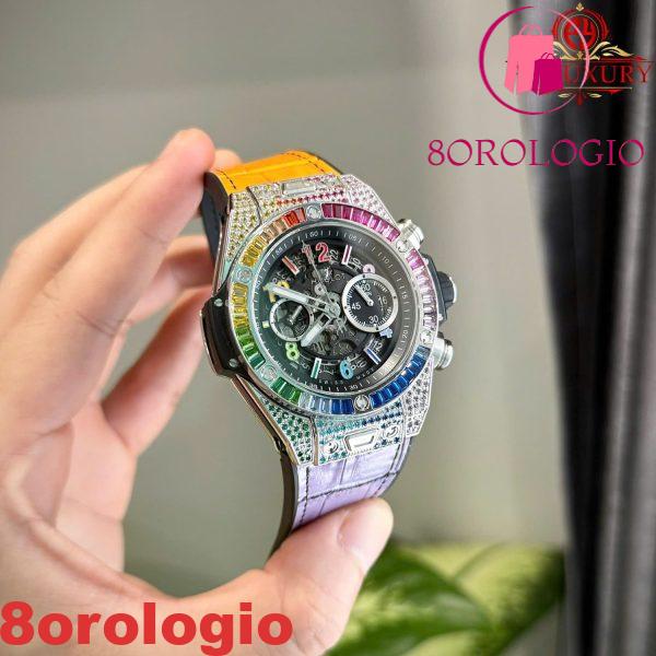 Hublot Big Bang Unico Titanium Rainbow Cinturino in Pelle Migliore Replica ZF 45mm Orologio - immagine 5