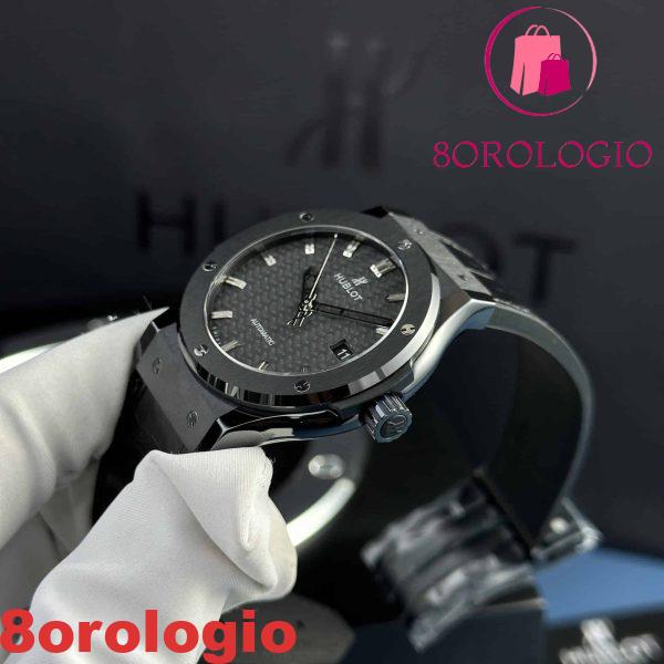 Hublot Classic Fusion Black Magic Quadrante in Carbonio Pelle Replica Super Clone 42mm Orologio - immagine 7