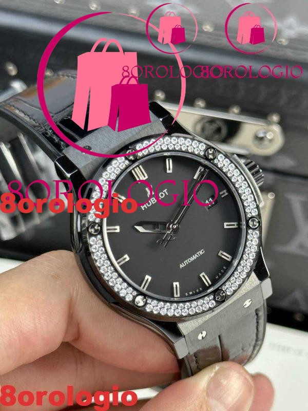 Hublot Classic Fusion Black Magic Diamond Cassa in Ceramica Pietre sulla Lunetta Migliore Replica JJZ 42mm Orologio - immagine 7