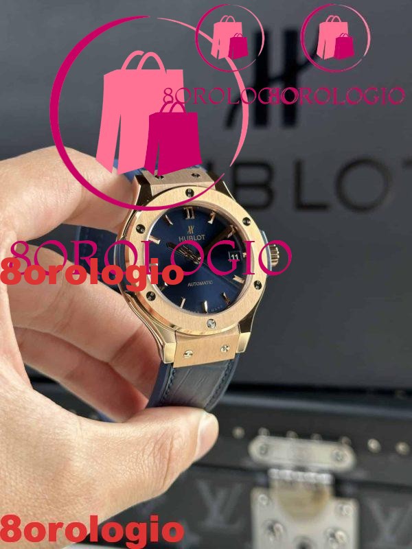Hublot Classic Fusion King Gold Quadrante Blu Migliore Replica JJF 38mm Orologio - immagine 5
