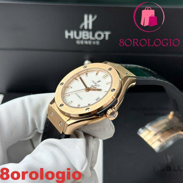 Replica Hublot Classic Fusion King Gold Quadrante Bianco Cinturino in Pelle Nera 38mm Orologio - immagine 5