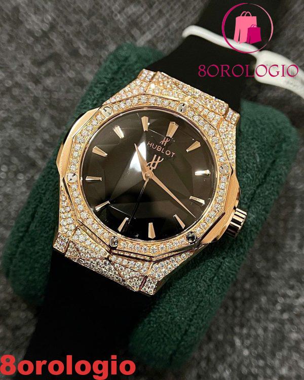 Hublot Classic Fusion Orlinski King Gold Pavé Quadrante Nero Moissanite Replica 40mm Orologio - immagine 5