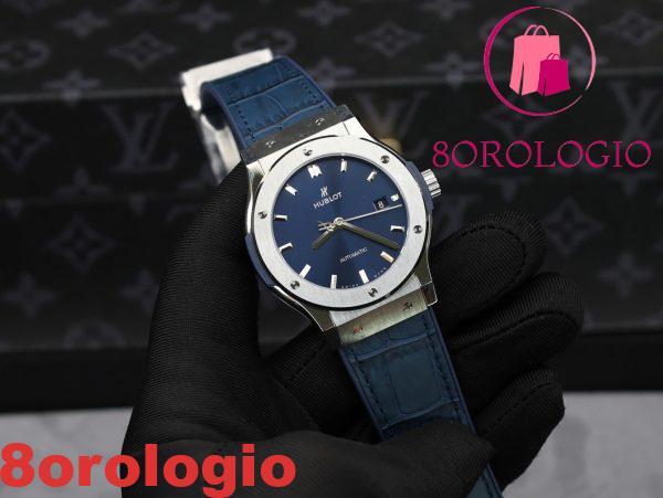 Hublot Classic Fusion Titanium Cinturino in Pelle Quadrante Blu Replica 1:1 42mm Orologio - immagine 6