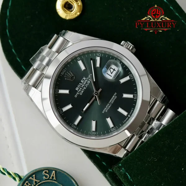 Rolex Datejust 126300 Quadrante Verde Menta Lunetta Liscia Bracciale Jubilee Migliore Replica VSF 41mm Orologio - immagine 7