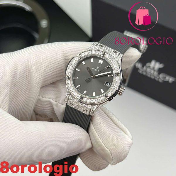 Hublot Classic Fusion Titanium Pavé Quadrante Grigio Gomma Custom Moissanite Migliore Replica 33mm Orologio - immagine 5