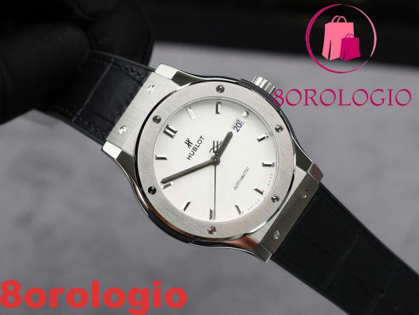 Hublot Classic Fusion Cassa in Titanio Quadrante Bianco Cinturino in Pelle 42mm Replica 1:1 Orologio - immagine 6