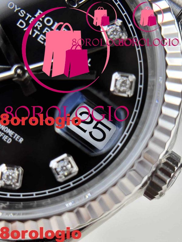 Rolex Datejust 126234 Quadrante Nero Diamanti Jubilee 1:1 Replica 36mm Orologio - immagine 7