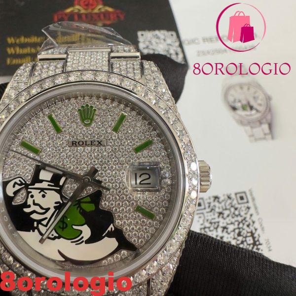 Rolex Datejust 126300 Bust Down Iced Out Diamanti di Moissanite Quadrante Monopoly Miglior Replica 41mm Orologio - immagine 9