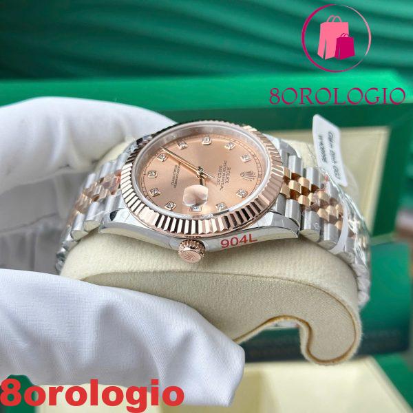 Rolex Datejust 126331 Quadrante Indici Diamanti Salmone 10K Oro Everose Avvolto Jubilee Migliore Replica 41mm Orologio - immagine 6