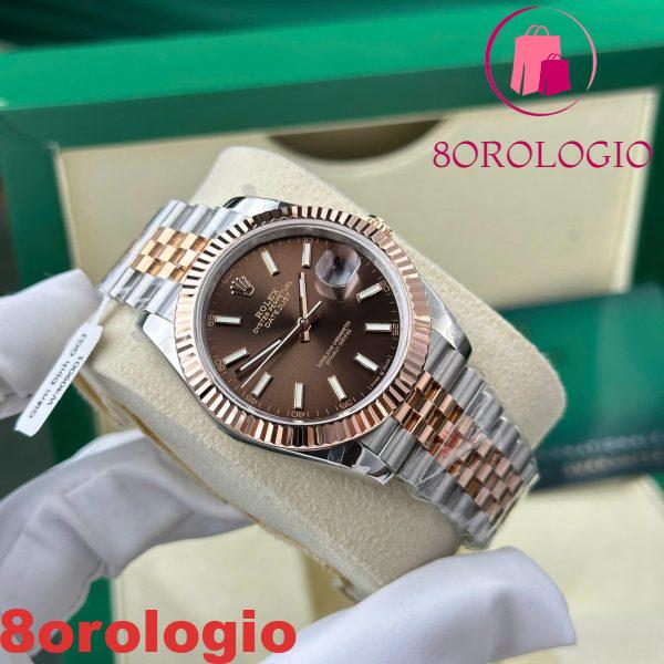 Replica Rolex Datejust 126331 Two Tone 10K Everose Gold Wrapped Chocolate Luminous Dial Jubilee Miglior Clone 41mm Orologio - immagine 6