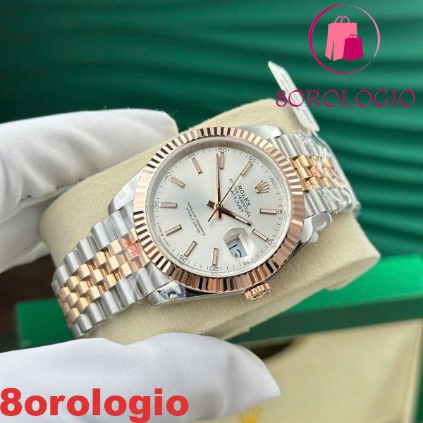 Replica Migliore Rolex Datejust 126331 Bicolore 10K Oro Everose Rivestito Quadrante Sundust Luminoso Jubilee 41mm Orologio - immagine 7