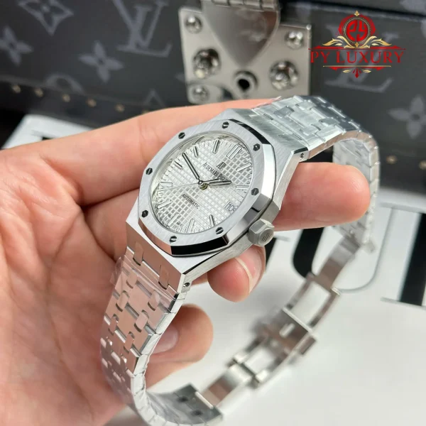 Audemars Piguet Royal Oak 15450ST Quadrante Bianco Bracciale in Acciaio Miglior Replica APS Factory 37mm Orologio - immagine 8