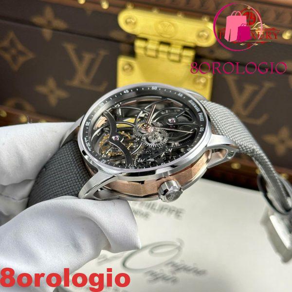 Audemars Piguet Code 11.59 Tourbillon Openworked 26600CR Quadrante Grigio Cinturino in Tessuto Migliore Replica 1:1 APPF 41mm Orologio - immagine 8