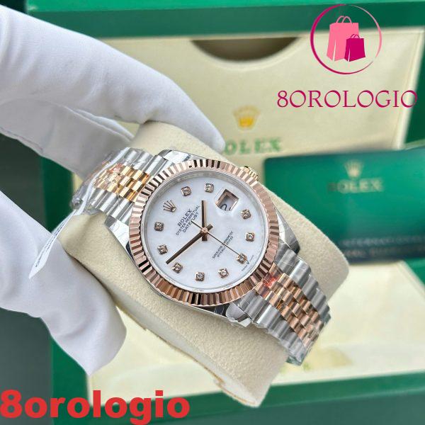 Rolex Datejust 126331 Bicolore 10K Oro Everose Rivestito Quadrante MOP Bianco Jubilee Migliore Replica 41mm Orologio - immagine 7