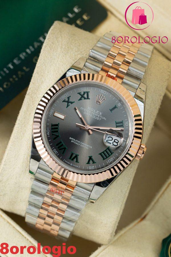 Rolex Datejust 126331 Bicolore 10K Oro Rosa Rivestito Quadrante Wimbledon Jubilee Replica 1:1 GMF 41mm Orologio - immagine 11
