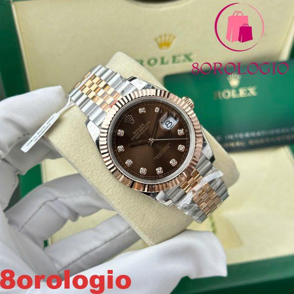 Rolex Datejust 126331 Due Toni Quadrante Cioccolato con Diamanti 10K Everose Gold Wrapped Jubilee Migliore Replica 41mm Orologio - immagine 8