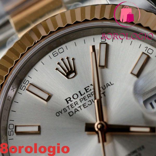 Rolex Datejust 126331 Two Tone Oro Rosa Quadrante Argento Oyster Replica Clean Factory 41mm Orologio - immagine 7