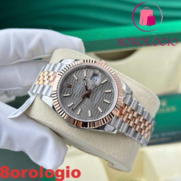 Rolex Datejust 126331 Bicolore Quadrante con Motivo Ardesia Indici 10K Everose Gold Wrapped Jubilee Miglior Replica 41mm Orologio - immagine 6
