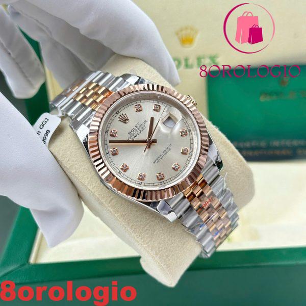 Rolex Datejust 126331 Two Tone Sundust Quadrante con Diamanti Oro Everose 10K Rivestito Jubilee Migliore Replica 41mm Orologio - immagine 8
