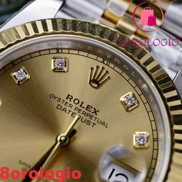 Rolex Datejust 126333 Due Toni Oro Giallo Quadrante Champagne con Diamanti Jubilee Miglior Replica Clean Factory 41mm Orologio - immagine 6