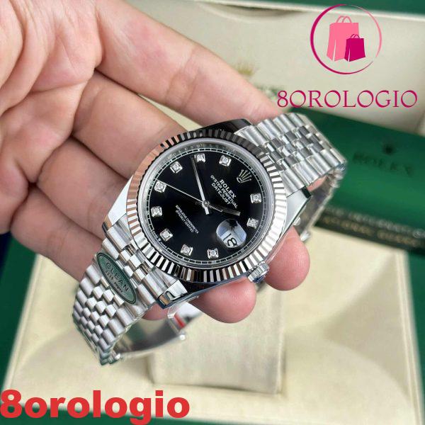 Replica migliore della fabbrica Clean Rolex Datejust 126334 quadrante nero diamanti Jubilee 41mm Orologio - immagine 9