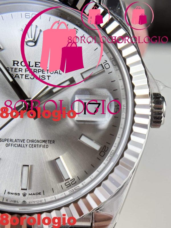 Replica di alta qualità Rolex Datejust 126334 Quadrante Argento Indici Luminosi Bracciale Jubilee VSF 41mm Orologio - immagine 8