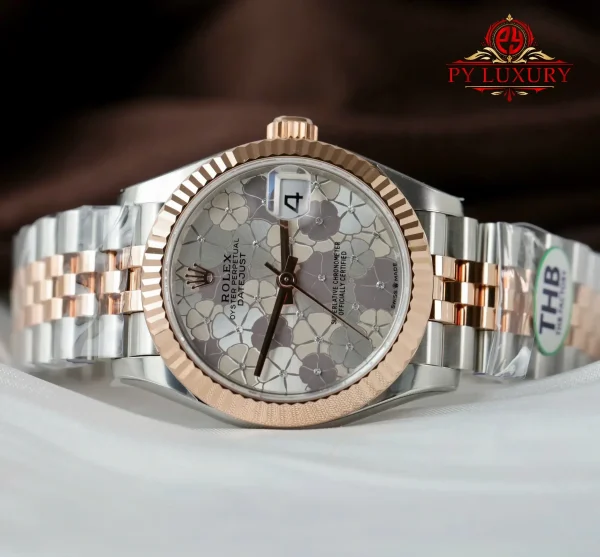 Replica Migliore 1:1 Rolex Datejust 278271 Due Tono Oro Rosa Quadrante Motivo Floreale Argento Bracciale Jubilee THB 31mm Orologio - immagine 6