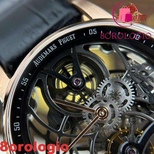 Audemars Piguet Code 11.59 Tourbillon Openworked 26600OR Oro Rosa Cinturino in Pelle 1:1 Migliore Replica APPF 41mm Orologio - immagine 8