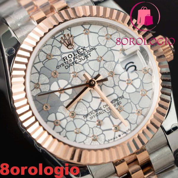 Replica Rolex Datejust 278271 Quadrante Argento Floreale Bicolore Oro Rosa 10K Jubilee Migliore 31mm Orologio - immagine 9