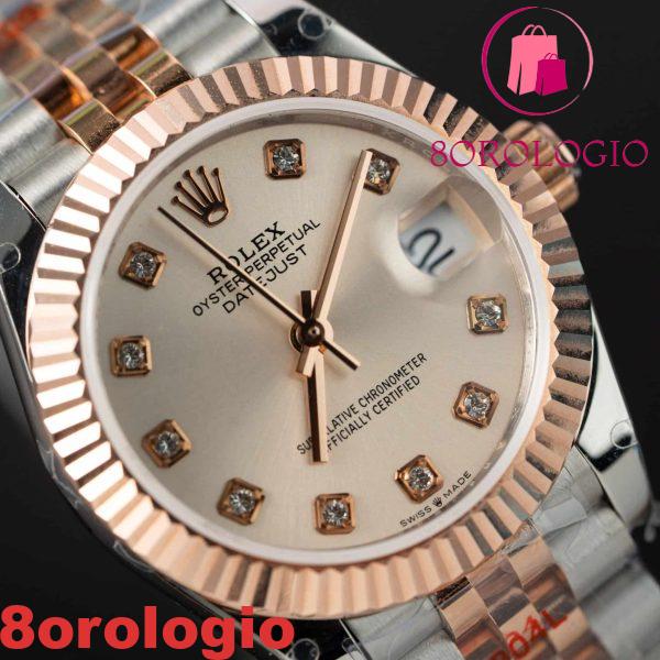 Rolex Datejust 278271 Quadrante Sundust Bicolore 10K Oro Rosa Avvolto Jubilee Migliore Replica 31mm Orologio - immagine 7