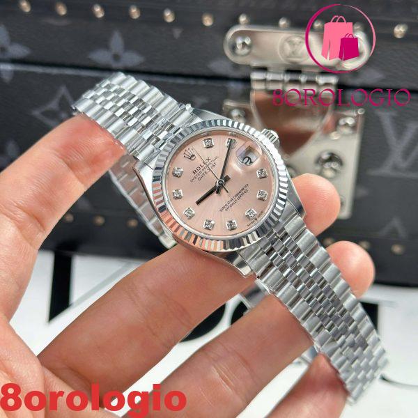 Rolex Datejust 278274 Quadrante Rosa con Diamanti Lunetta Zigrinata Bracciale Jubilee Migliore Replica THB 31mm Orologio - immagine 9