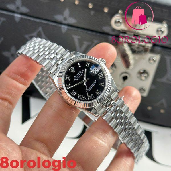Replica Rolex Datejust 278274-0002 Quadrante Nero Romano Lunetta Zigrinata Bracciale Jubilee Migliore THB 31mm Orologio - immagine 9