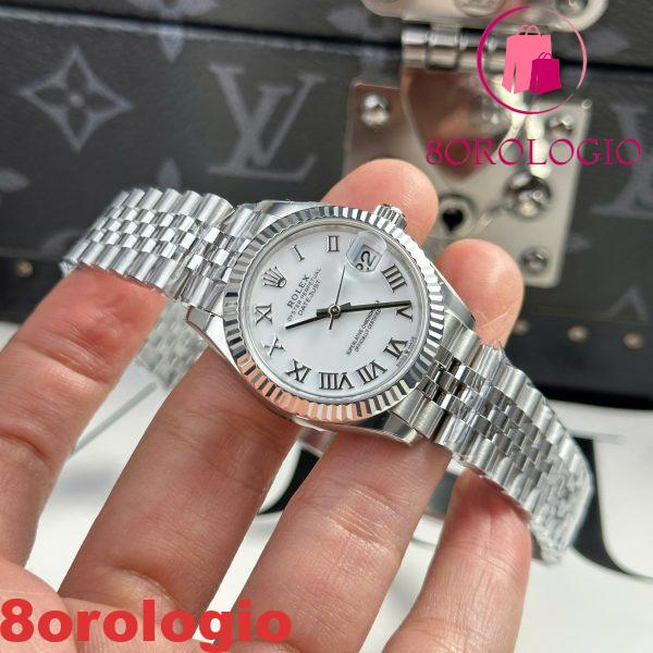 Rolex Datejust 278274-0010 Quadrante Bianco Numeri Romani Ghiera Zigrinata Bracciale Jubilee Miglior Replica THB 31mm Orologio - immagine 9