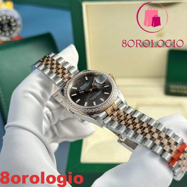Replica Rolex Datejust 278381RBR-0018 Due Toni Oro Rosa Quadrante Ardesia Ghiera con Diamanti Bracciale Jubilee 31mm Orologio - immagine 6