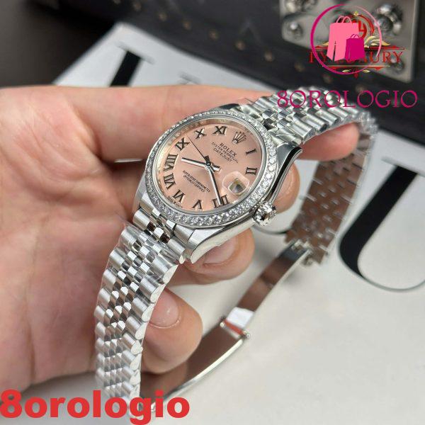 Replica Rolex Datejust 278384RBR Quadrante Romano Rosa Lunetta in Diamanti Bracciale Jubilee 31mm 1:1 Migliore THB Orologio - immagine 8