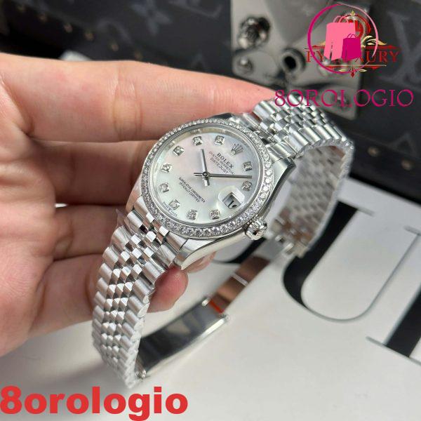 Replica migliore 1:1 Rolex Datejust 278384RBR Quadrante in Madreperla Bianca Lunetta con Diamanti Bracciale Jubilee 31mm THB Orologio - immagine 8