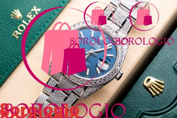 Replica di Alta Qualità Rolex Datejust 41 Quadrante Blu Iced Out Moissanite 41mm Orologio - immagine 6