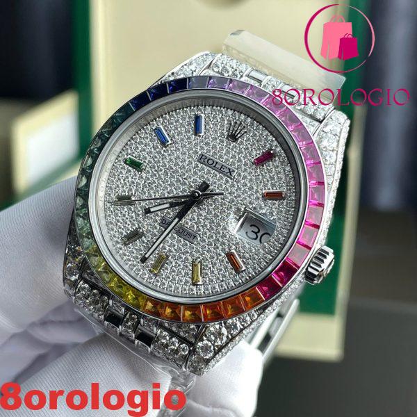 Replica Rolex Datejust 41 Iced Out Moissanite Rainbow Jubilee di Migliore Qualità 41mm Orologio - immagine 6