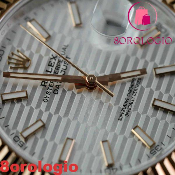 Rolex Datejust 41 Bicolore Oro Rosa Quadrante Motivo Argento Bracciale Oyster Miglior Replica Clean Factory 41mm Orologio - immagine 5