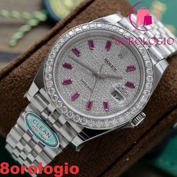 Rolex Datejust Personalizzato Moissanite su Quadrante e Lunetta Migliore Replica 41mm Orologio - immagine 9