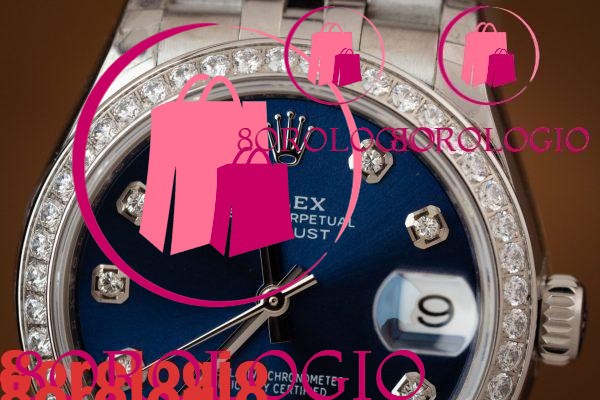Rolex Datejust Lady 31 Quadrante Blu con Diamanti Lunetta con Pietre Bracciale Jubilee Replica Orologio - immagine 5