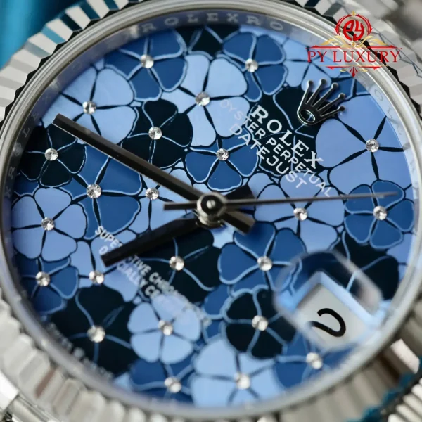 Replica Rolex Datejust 278274 Quadrante Motivo Floreale Blu Bracciale Jubilee 1:1 Migliore THB 31mm Orologio - immagine 6
