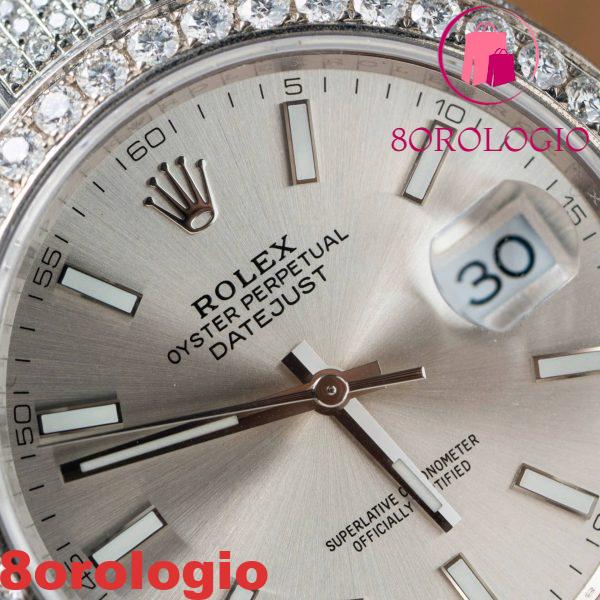 Replica migliore di Rolex Datejust quadrante argento bracciale Oyster tempestato di moissanite 41mm Orologio - immagine 7