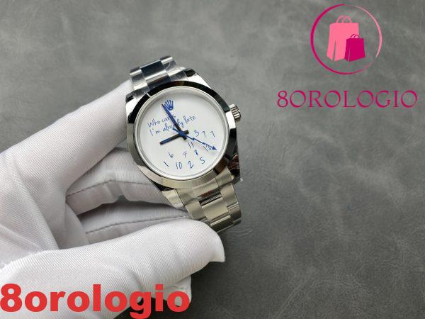 Rolex Datejust Who Cares I'm Already Late Quadrante Personalizzato Font Blu Replica 1:1 41mm Orologio - immagine 5