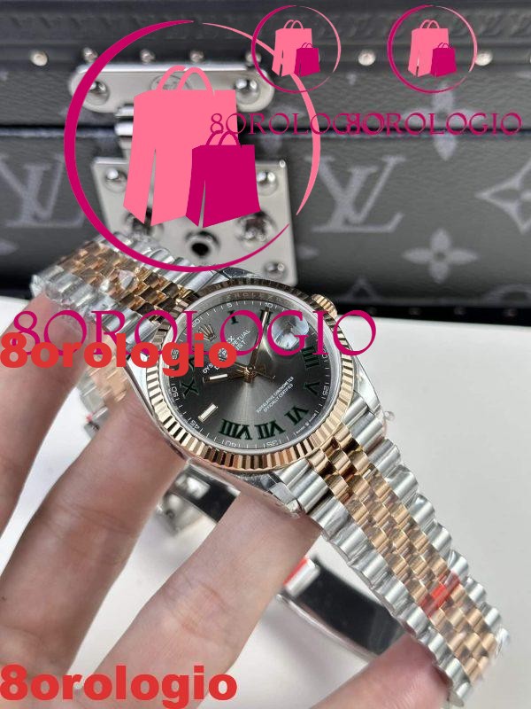 Rolex Datejust Wimbledon Due Toni Oro Rosa Jubilee Miglior Replica 36mm Orologio - immagine 6