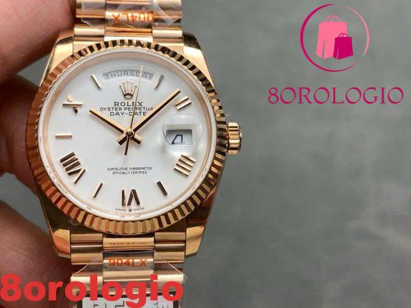 Replica Rolex Day-Date 128235-0070 Oro Rosa Quadrante Bianco 158g Super Clone QF 36mm Orologio - immagine 6