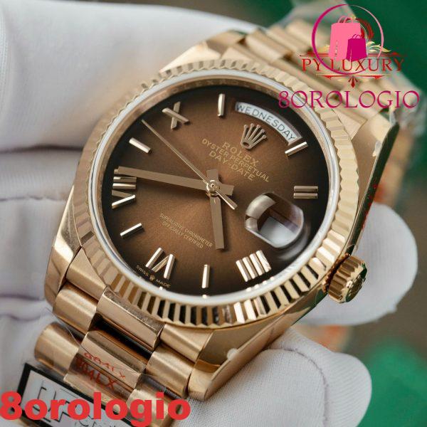 Rolex Day-Date 128235-0075 Quadrante Roman Ombré Marrone 158g Migliore Replica QF 36mm Orologio - immagine 7