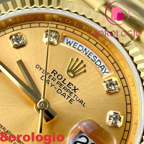 Rolex Day-Date 128238-0008 Quadrante Champagne con Diamanti 18K Oro Giallo Placcato 1:1 Replica GMF 36mm Orologio - immagine 5